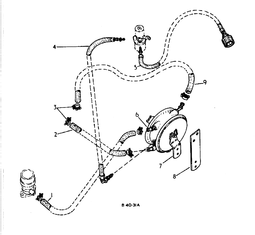 Схема запчастей Case 500 - (12-028) - REGULATOR AND HOSES L.P.G. EQUIPMENT No Description