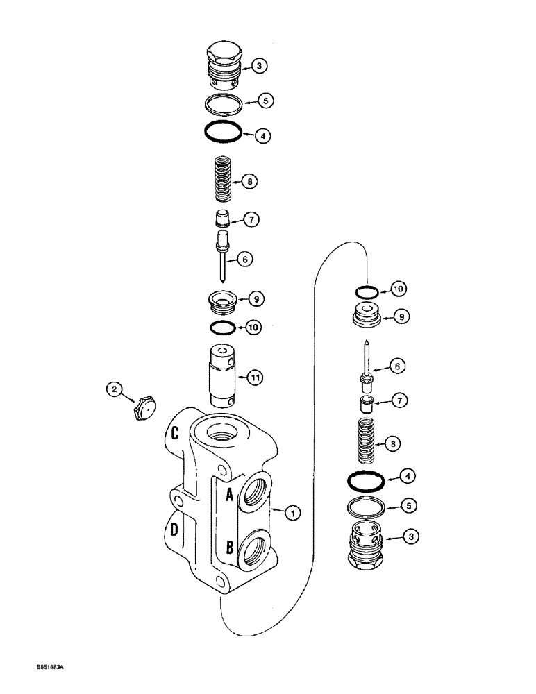 Схема запчастей Case 860 - (5-20) - LOCKOUT VALVE ASSEMBLY - H672547 (05) - STEERING