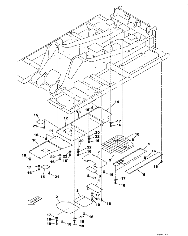 Схема запчастей Case CX700 - (09-003-00[01]) - UPPERSTRUCTURE LOWER PANELS (09) - CHASSIS/ATTACHMENTS