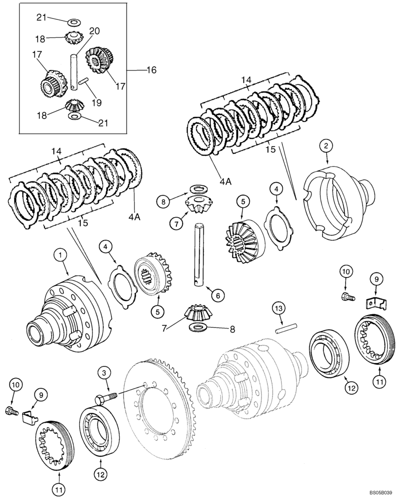 Схема запчастей Case 580SM - (06-07) - AXLE, FRONT DRIVE - DIFFERENTIAL (06) - POWER TRAIN