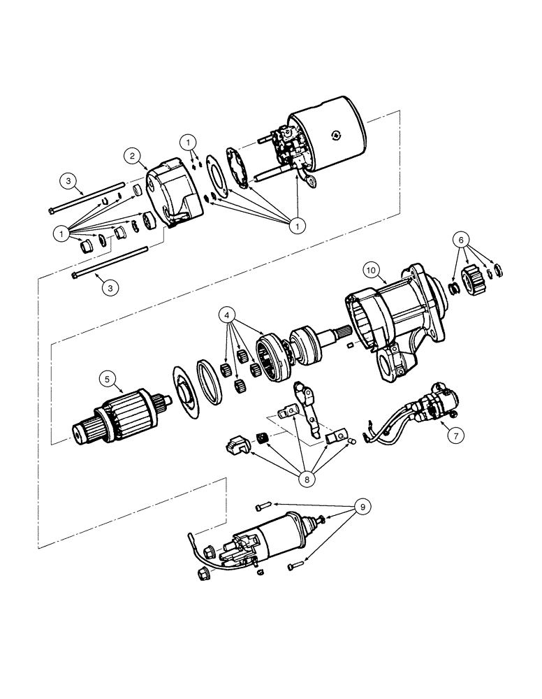 Схема запчастей Case 845 - (04-02[01]) - STARTER - ASSEMBLY (04) - ELECTRICAL SYSTEMS