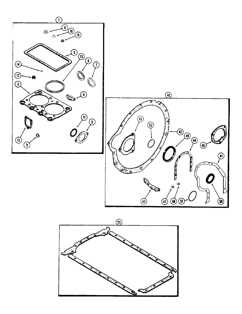 Схема запчастей Case W7 - (032) - ENGINE GASKET KITS, (301) DIESEL ENGINE (02) - ENGINE