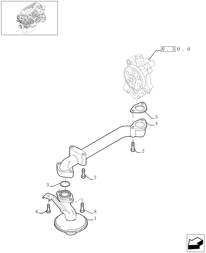 Схема запчастей Case F3AE0684G B003 - (0.30.5[01]) - OIL PUMP PIPING (500387388) 