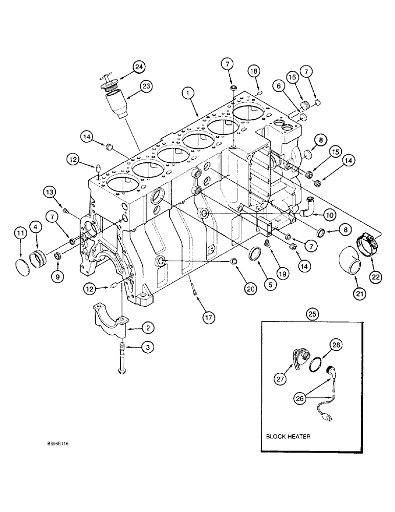 Схема запчастей Case 1155E - (2-068) - CYLINDER BLOCK, 6T-830 ENGINE, TWELVE PISTON COOLING NOZZLES ENG SN 44706126 & AFT (02) - ENGINE