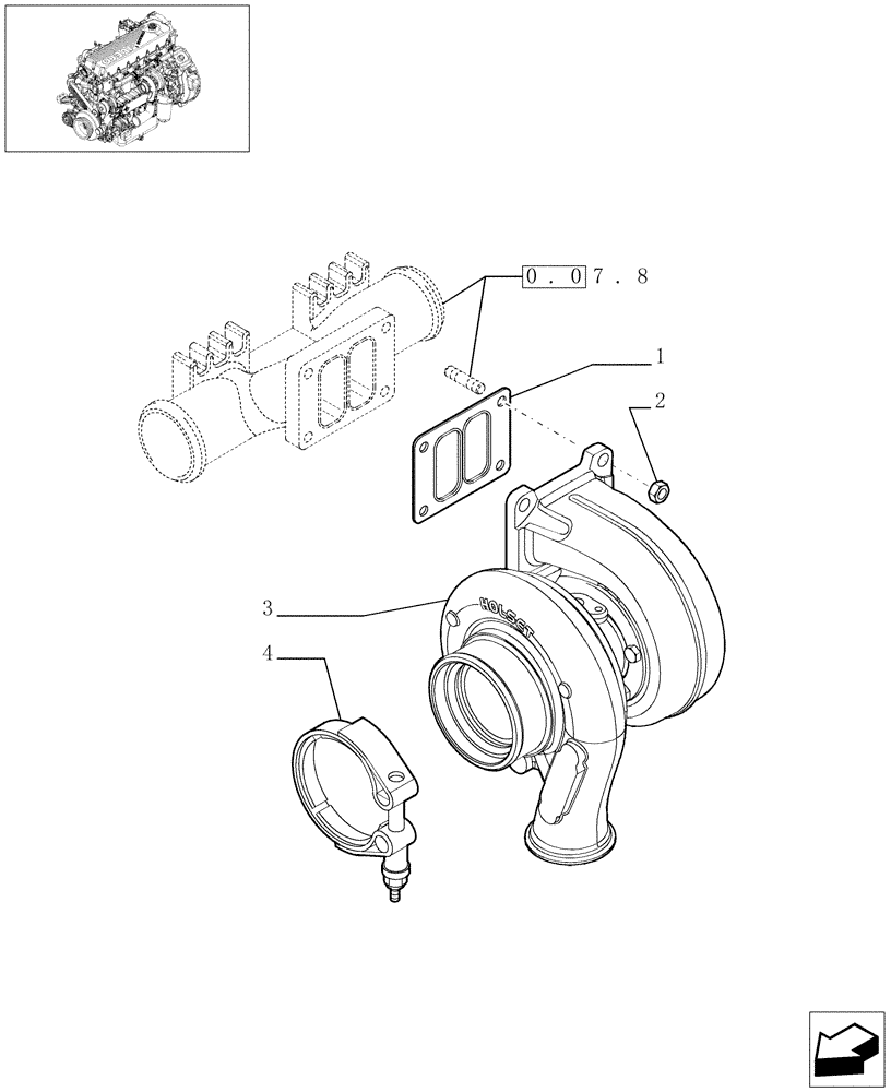 Схема запчастей Case F2CE9684C E001 - (0.24.0[01]) - TURBOCHARGER & RELATED PARTS (504129763) 