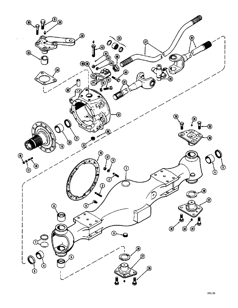 Схема запчастей Case W8E - (206) - L15394 REAR STEERING AXLE, AXLE HOUSING AND STEERING (06) - POWER TRAIN