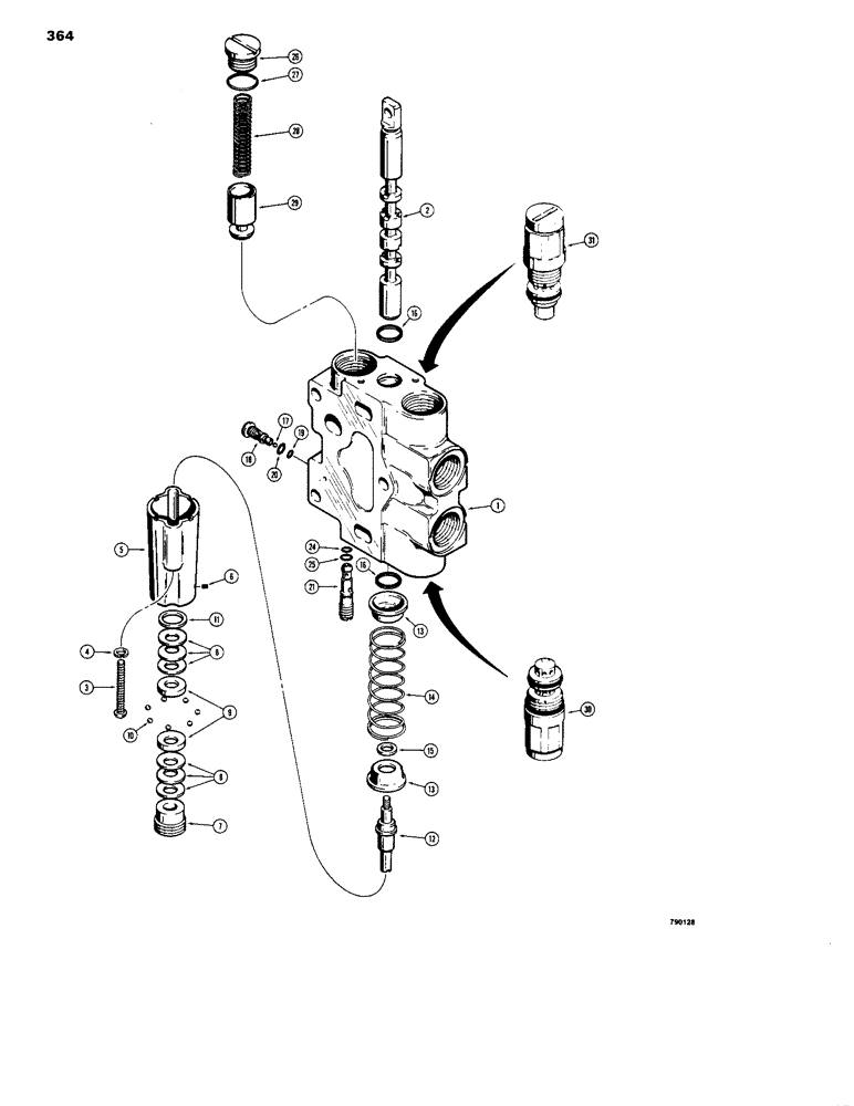 Схема запчастей Case 1150B - (364) - R30141 BUCKET OR FELLER BUNCHER TILT SECTION (07) - HYDRAULIC SYSTEM