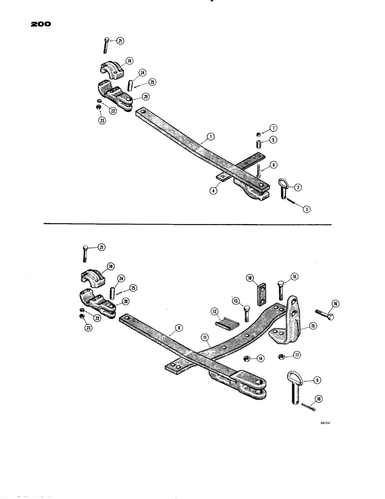 Схема запчастей Case 1150 - (200) - DRAWBARS, STANDARD DRAWBAR WITH RIPPER (05) - UPPERSTRUCTURE CHASSIS