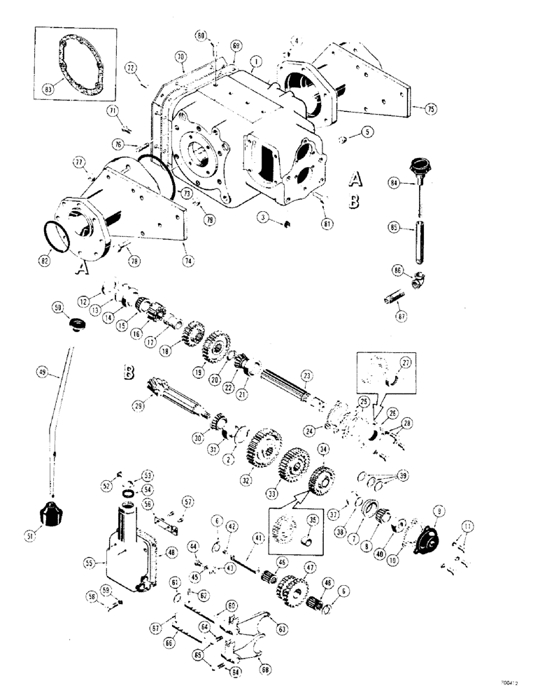 Схема запчастей Case 310G - (062) - D38527 TRANSMISSION, DIFFERENTIAL AND FINAL DRIVE SPACERS, USE W/ TRANS. SN 91303E & AFTER (03) - TRANSMISSION