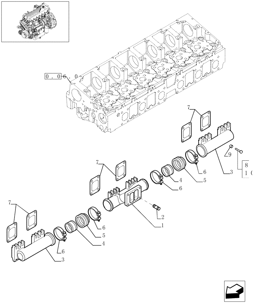 Схема запчастей Case F2CE9684E E002 - (0.07.8[01]) - EXHAUST MANIFOLD (500322365) 