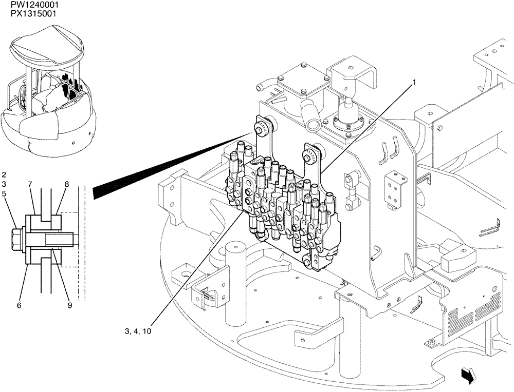 Схема запчастей Case CX36B - (01-019) - VALVE INSTAL (35) - HYDRAULIC SYSTEMS