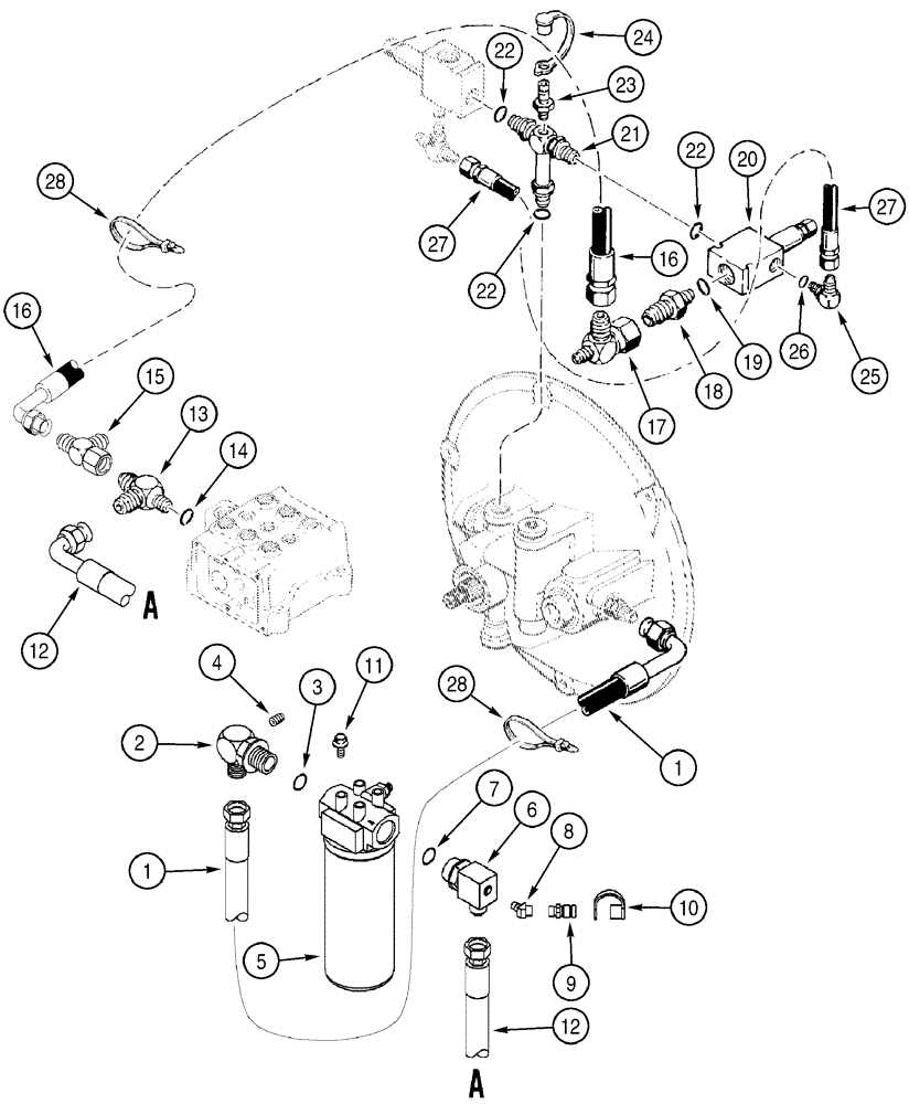 Схема запчастей Case 650H - (06-15) - HYDRAULICS CRAWLER CIRCUIT - TORQUE CONVERTER TO TRANSMISSION (06) - POWER TRAIN