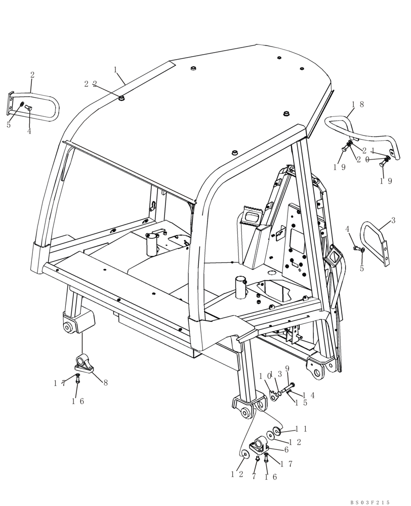 Схема запчастей Case 650K - (09-18) - CANOPY, ROPS - FRAME, MOUNTING AND GRAB HANDLES (09) - CHASSIS/ATTACHMENTS