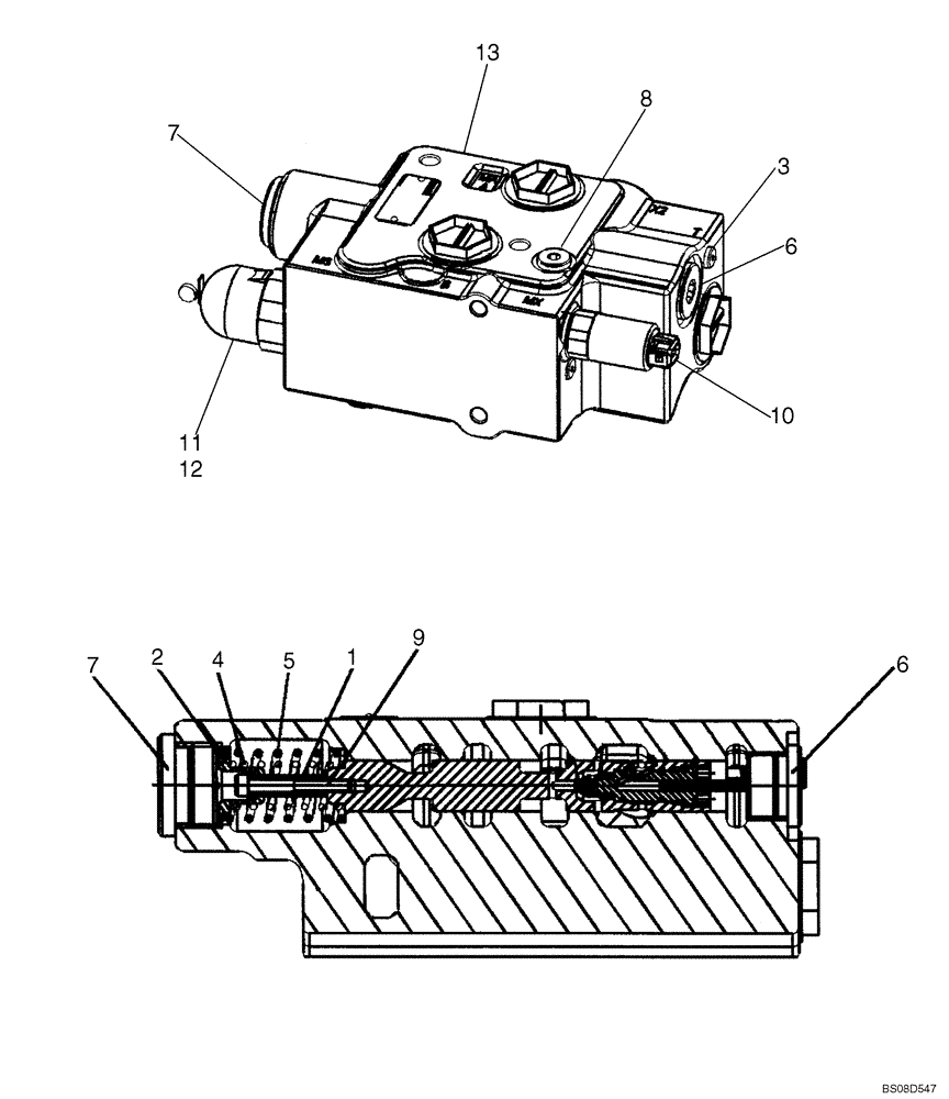 Схема запчастей Case 621E - (08-20A) - VALVE ASSY - RIDE CONTROL DIRECTIONAL (RSM2-16) (08) - HYDRAULICS