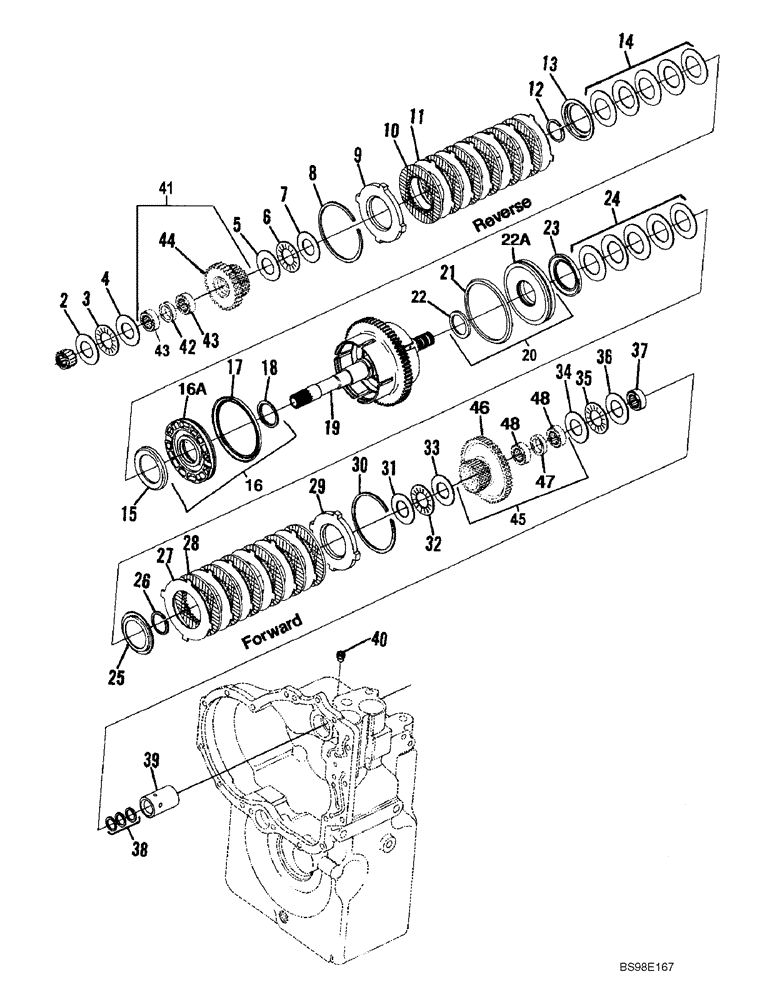 Схема запчастей Case 686G - (6-38) - TRANSMISSION, FORWARD AND REVERSE CLUTCH (06) - POWER TRAIN