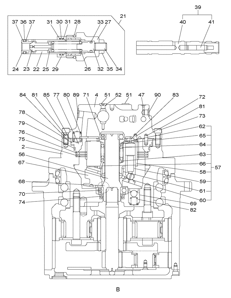 Схема запчастей Case CX240 - (06-08[03]) - TRAVEL MOTOR & REDUCTION GEAR (KBA10060) (06) - POWER TRAIN