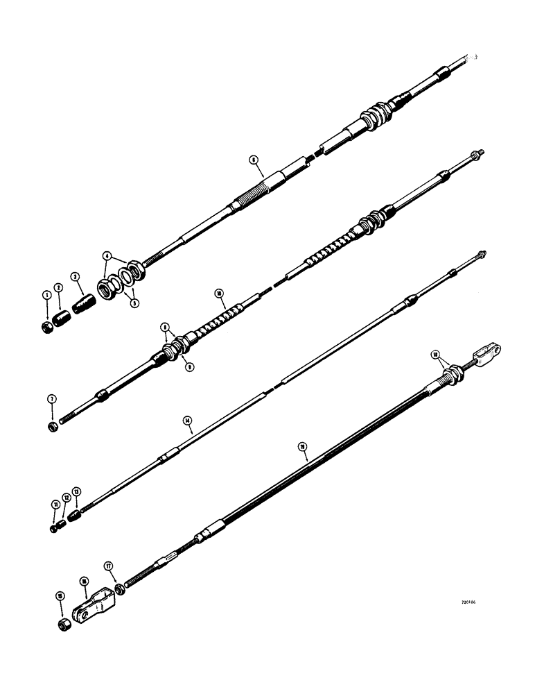 Схема запчастей Case 825 - (242) - TRACTOR CONTROL CABLES, L51160 TRANSMISSION CONTROL CABLE (05) - UPPERSTRUCTURE CHASSIS