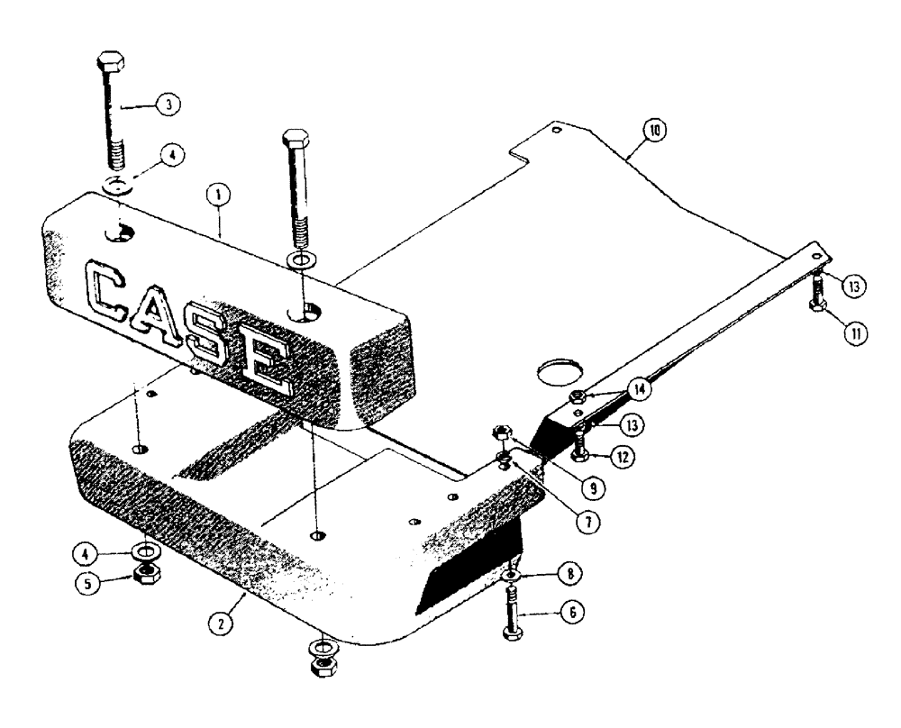 Схема запчастей Case 310G - (152[1]) - FRONT COUNTERWEIGHT AND SPECIAL CRANKCASE GUARD (05) - UPPERSTRUCTURE CHASSIS