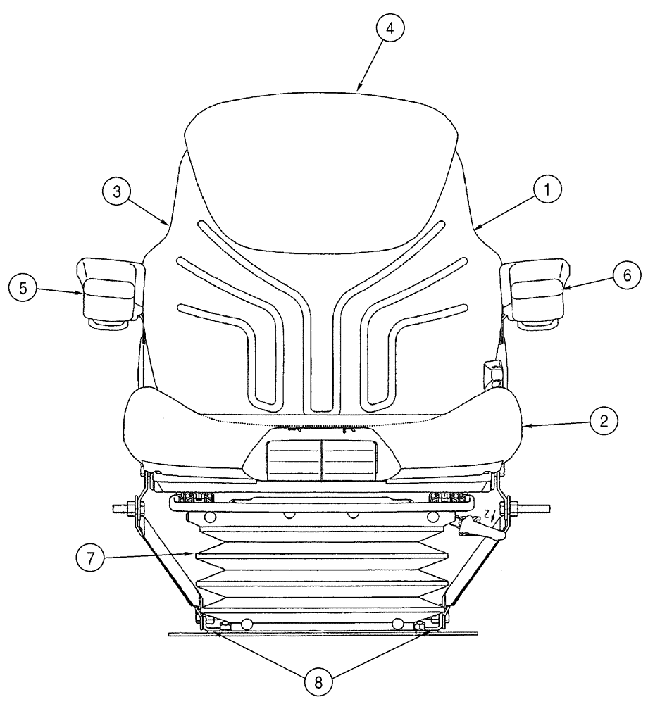 Схема запчастей Case 621C - (09-038) - SEAT ASSY, AIR SUSPENSION (09) - CHASSIS