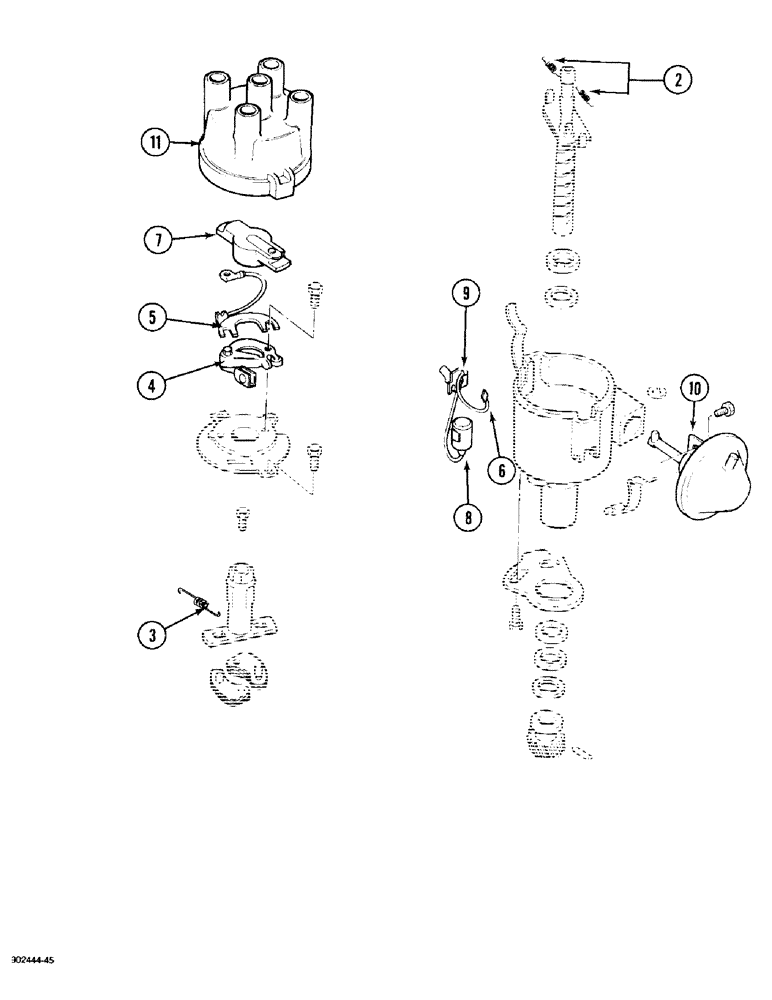 Схема запчастей Case 1825 - (4-10) - DISTRIBUTOR, GASOLINE MODELS (04) - ELECTRICAL SYSTEMS