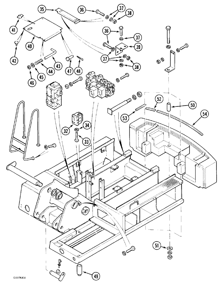 Схема запчастей Case 170C - (9-006) - TURNTABLE AND COUNTERWEIGHT, P.I.N. 74501 THROUGH 74662, P.I.N. 02301 THROUGH 02370 (09) - CHASSIS