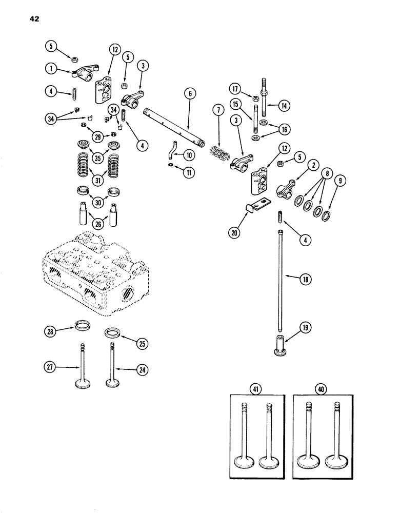 Схема запчастей Case 1280 - (042) - VALVE MECHANISM, 504BDT DIESEL ENGINE (01) - ENGINE