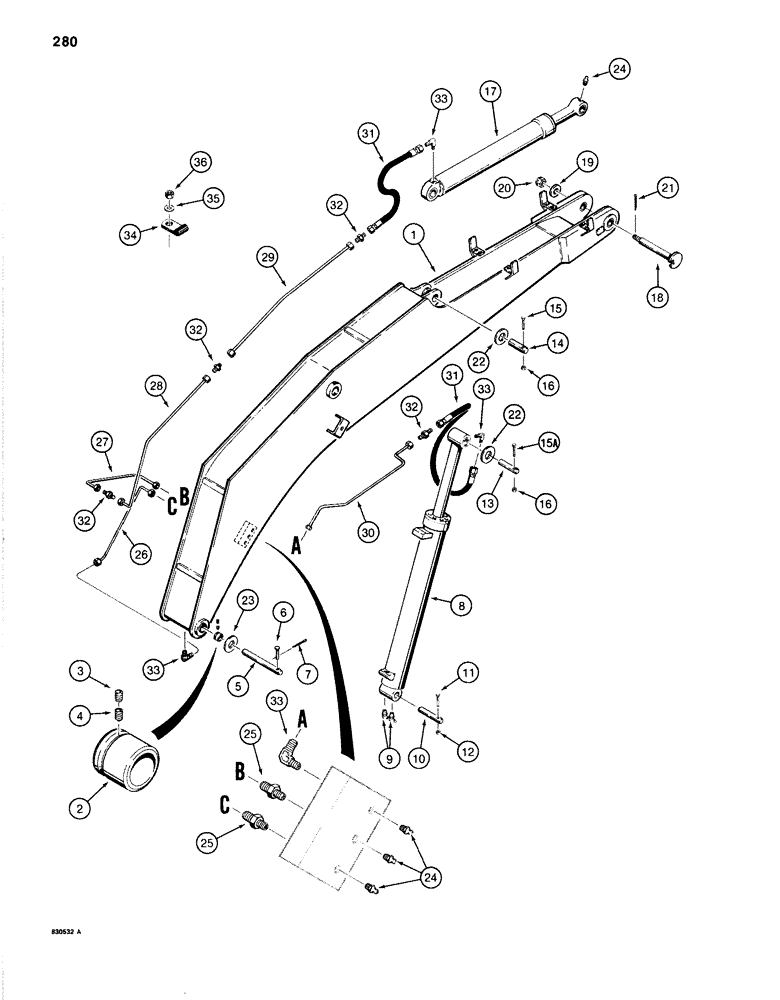 Схема запчастей Case 1280B - (280) - BOOM AND RELATED PARTS (09) - CHASSIS/ATTACHMENTS