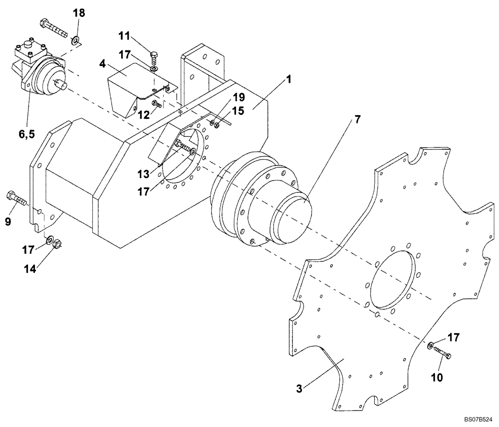 Схема запчастей Case SV212 - (07-001-00[01]) - TRANSMISSION - FRONT DRUM DRIVE - IF USED (GROUP 30) (ND103097) (06) - POWER TRAIN