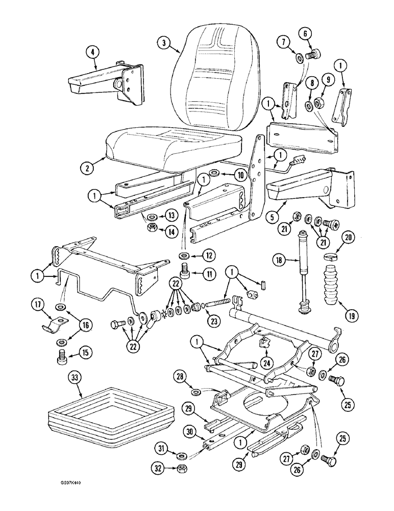 Схема запчастей Case 170C - (9-028) - SEAT, P.I.N. 02330 AND AFTER (09) - CHASSIS