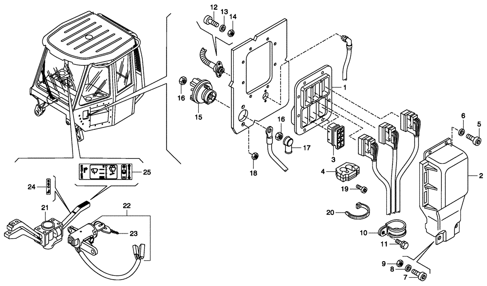 Схема запчастей Case 340 - (67A00001454[001]) - VARIOUS ELECTRICAL EQUIPMENTS (13) - Electrical System / Decals