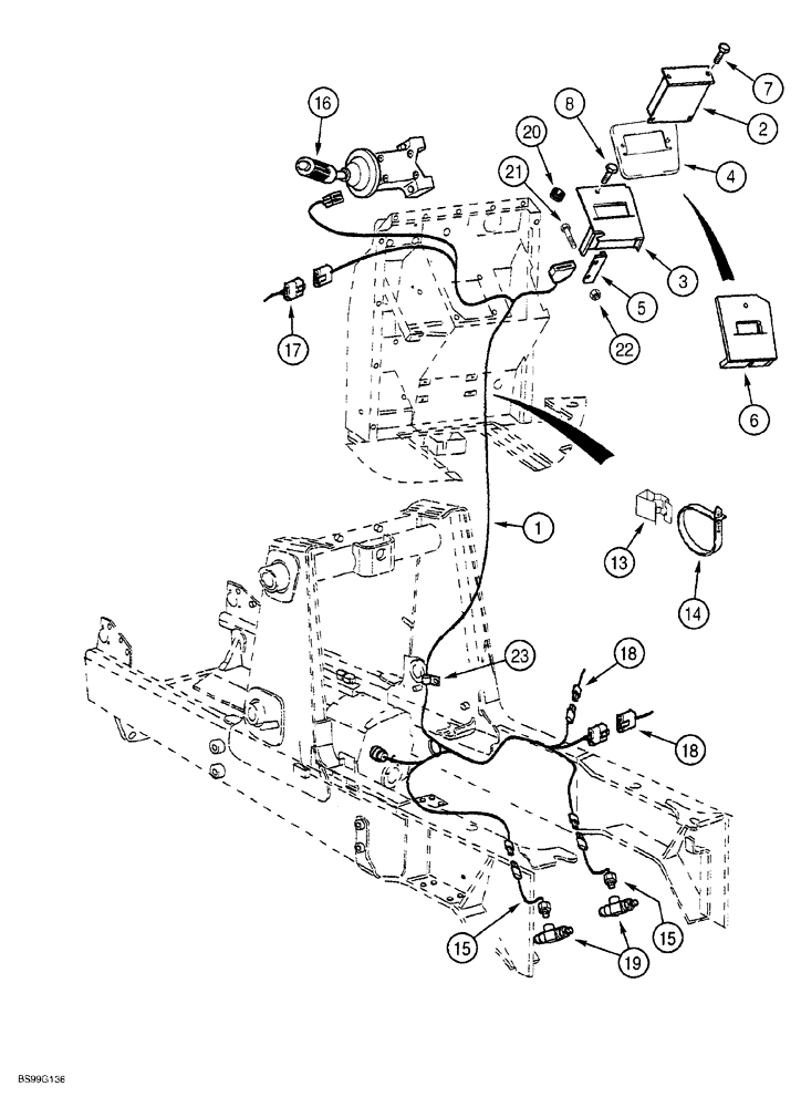 Схема запчастей Case 580SL - (4-017A) - POWERSHIFT TRANSMISSION ELECTRICAL CIRCUIT (04) - ELECTRICAL SYSTEMS