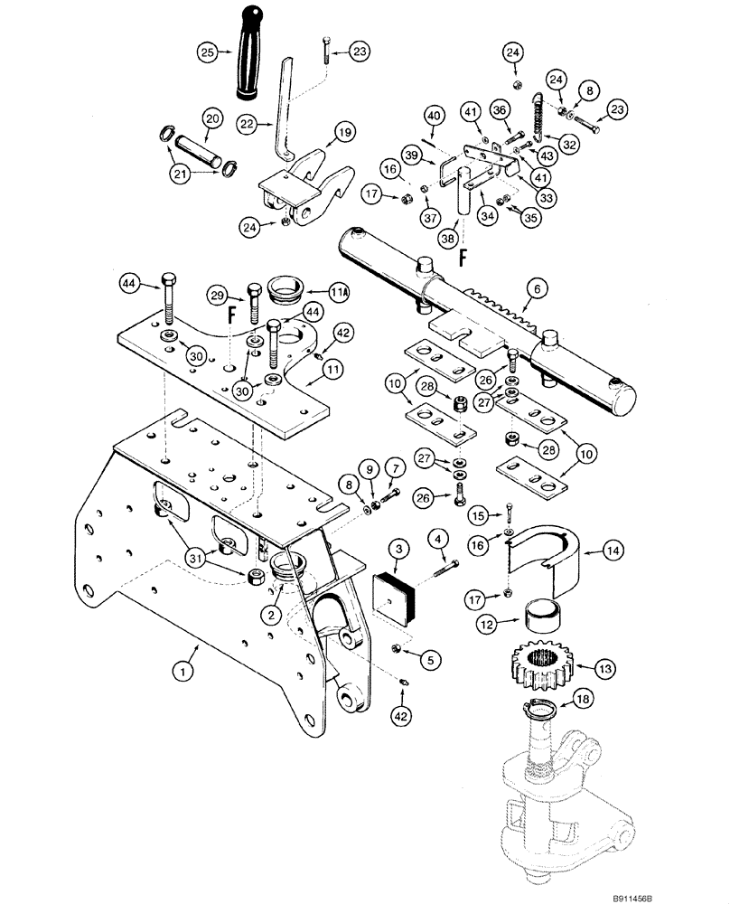 Схема запчастей Case 1840 - (09-67) - BACKHOE - BOOM LOCK AND SWING CYLINDER (D125) (09) - CHASSIS/ATTACHMENTS