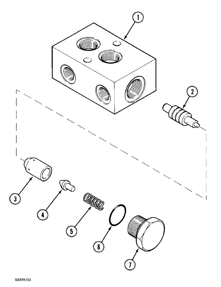 Схема запчастей Case 888 - (7-26) - LEVELER HYDRAULIC CONTROL VALVE, CYLINDER CHECK VALVE, P.I.N. 106801 AND AFTER (07) - BRAKES