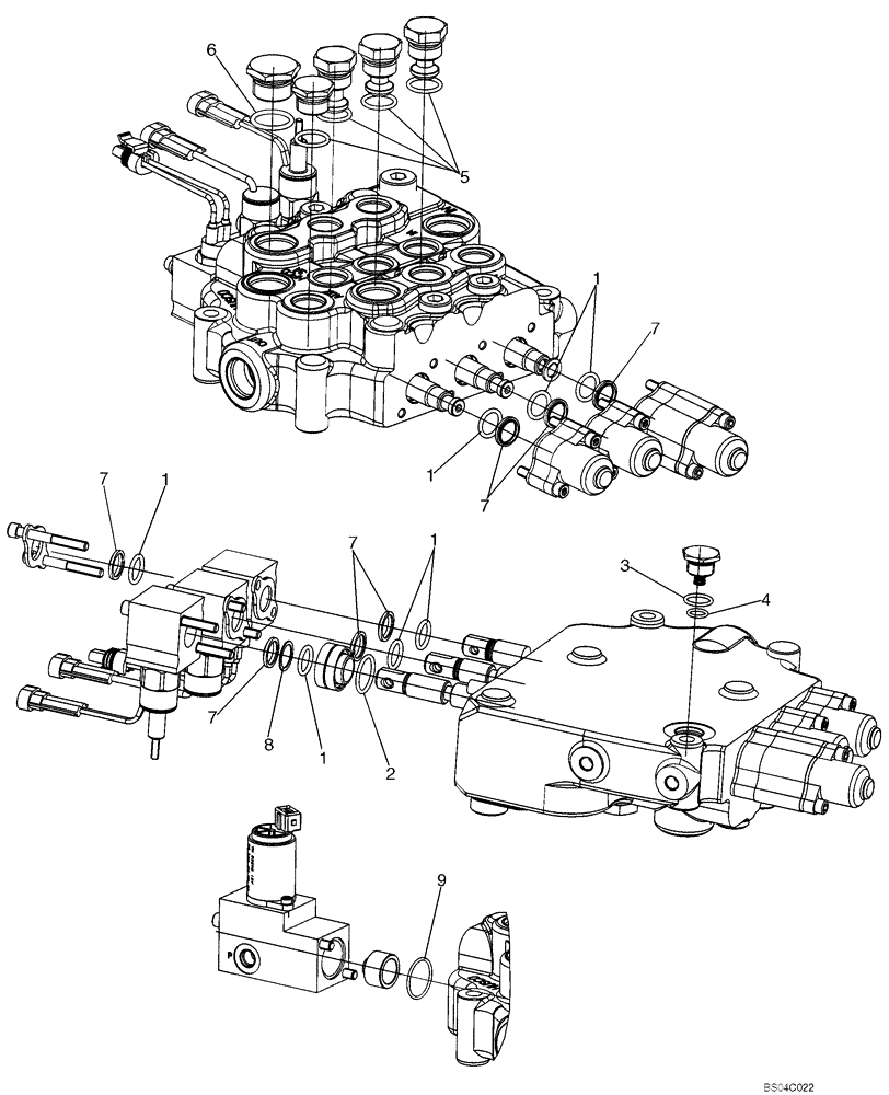 Схема запчастей Case 450 - (08-10) - VALVE ASSY, CONTROL - LOADER (08) - HYDRAULICS