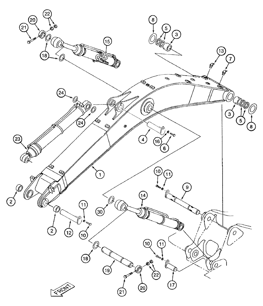 Схема запчастей Case 9050B - (9-110) - BOOM, MOUNTING PINS AND CYLINDERS (09) - CHASSIS/ATTACHMENTS