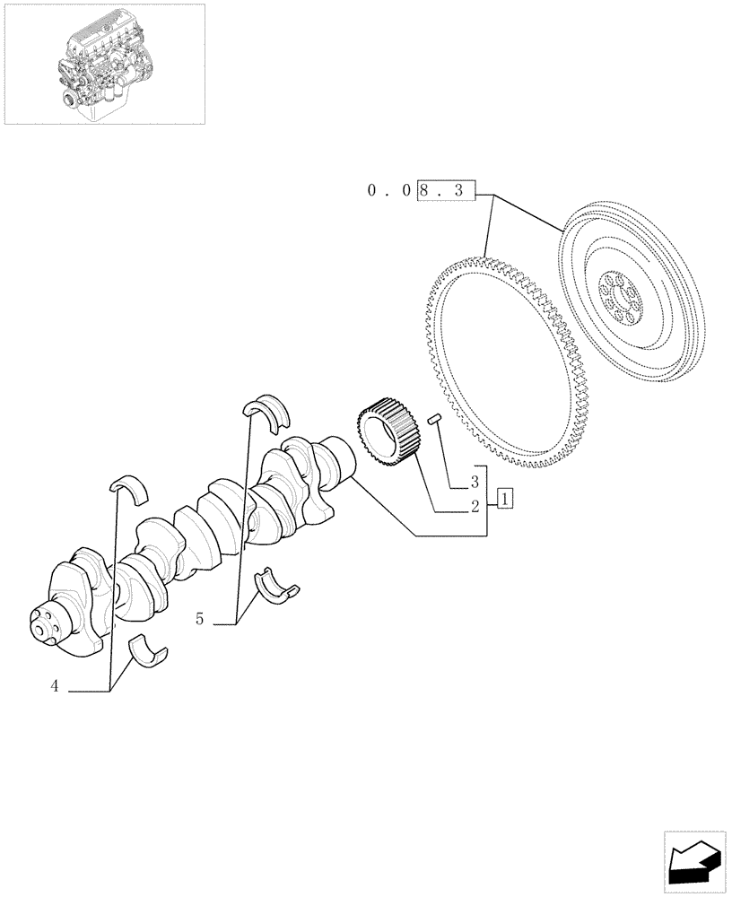 Схема запчастей Case F3BE0684A B001 - (0.08.0[01]) - CRANKSHAFT & RELATED PARTS (99478391) 