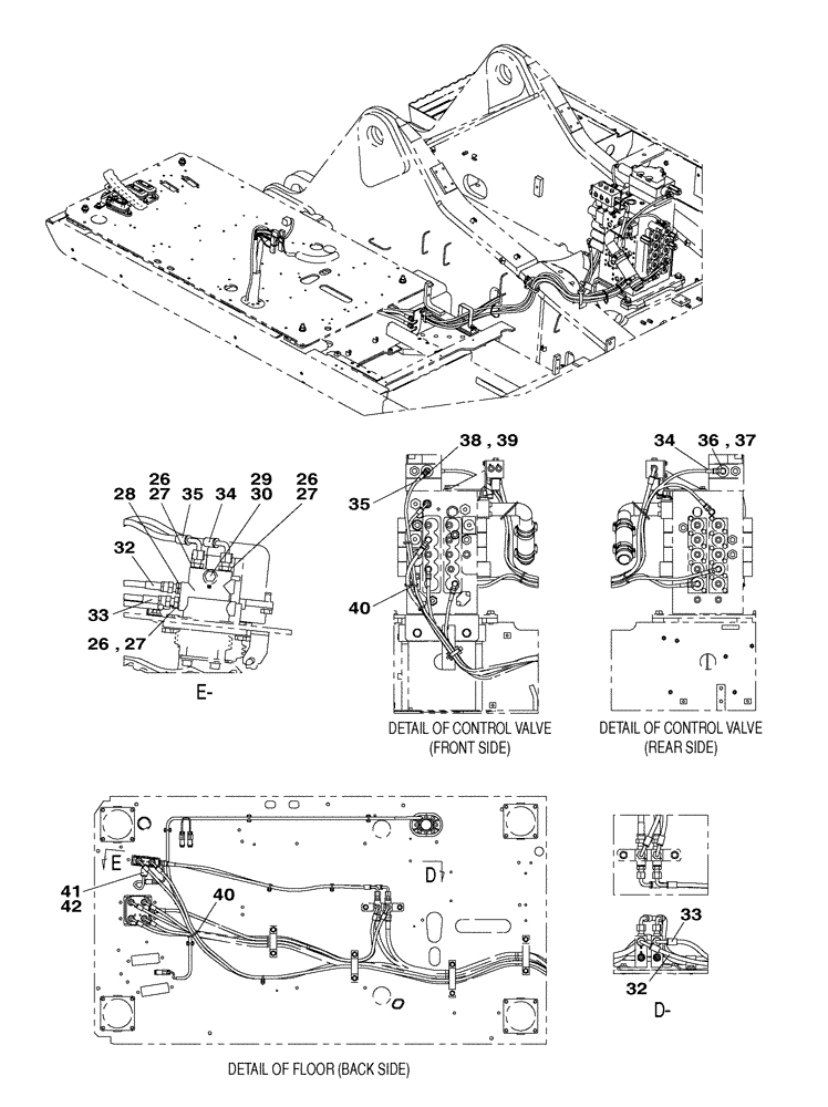 Схема запчастей Case CX350C - (08-030[02]) - HYDRAULIC CIRCUIT - SMALL FLOW (08) - HYDRAULICS