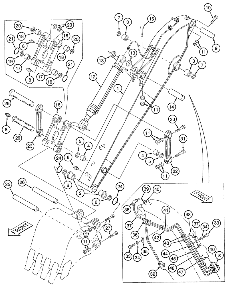 Схема запчастей Case 9050 - (9-54) - 13 FT 3 INCH ARM AND LINKAGE (09) - CHASSIS