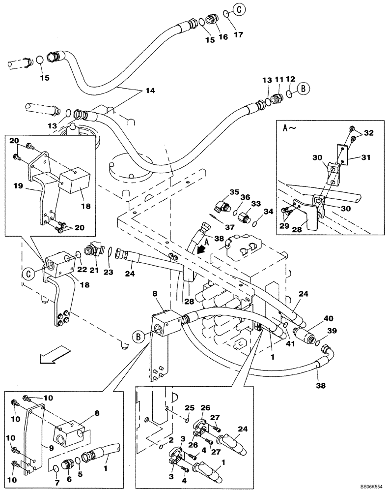 Схема запчастей Case CX210B - (08-30) - HYDRAULICS, AUXILIARY - DOUBLE ACTING CIRCUIT, HAND OPERATED (08) - HYDRAULICS