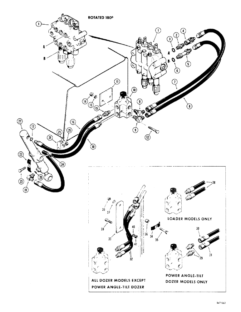 Схема запчастей Case 310G - (244) - RIPPER HYDRAULICS, (MODELS WITH DIVERSION VALVE) (07) - HYDRAULIC SYSTEM