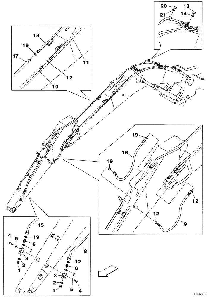 Схема запчастей Case CX210B - (08-42) - OPTION LINE (BAR BASE) - 2.9 M ARM (WITH 26MM ID TUBE) (08) - HYDRAULICS