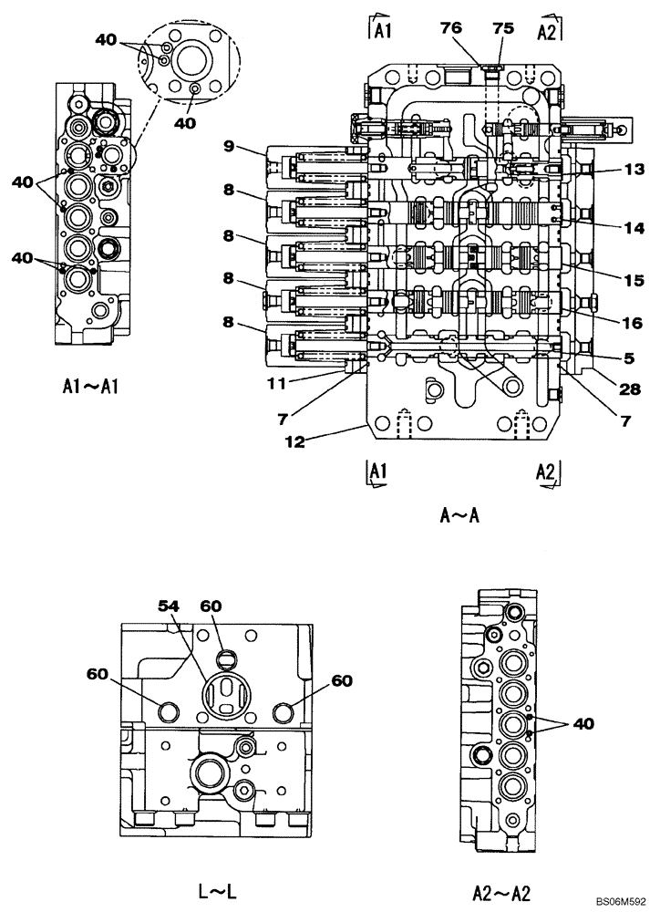 Схема запчастей Case CX210B - (08-59) - KRJ10310 VALVE ASSY - CONTROL (08) - HYDRAULICS