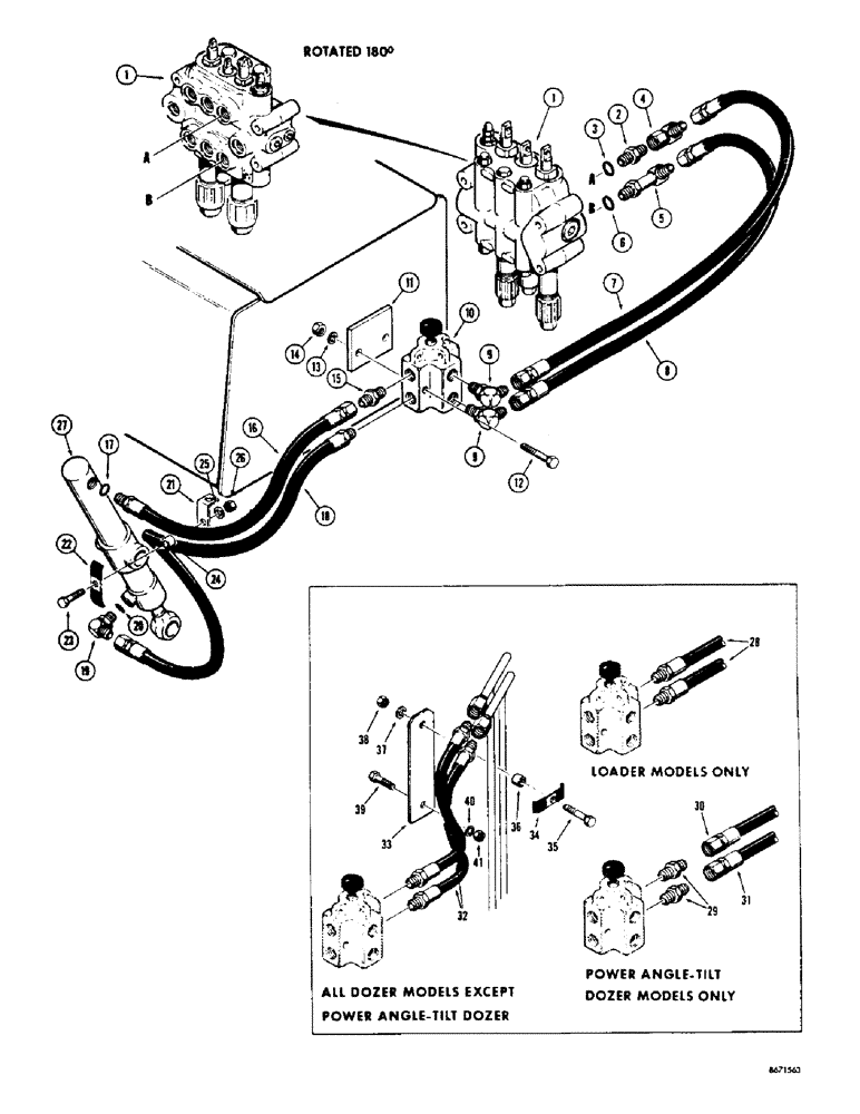 Схема запчастей Case 310G - (192) - RIPPER HYDRAULICS, (MODELS WITH DIVERSION VALVE) (07) - HYDRAULIC SYSTEM