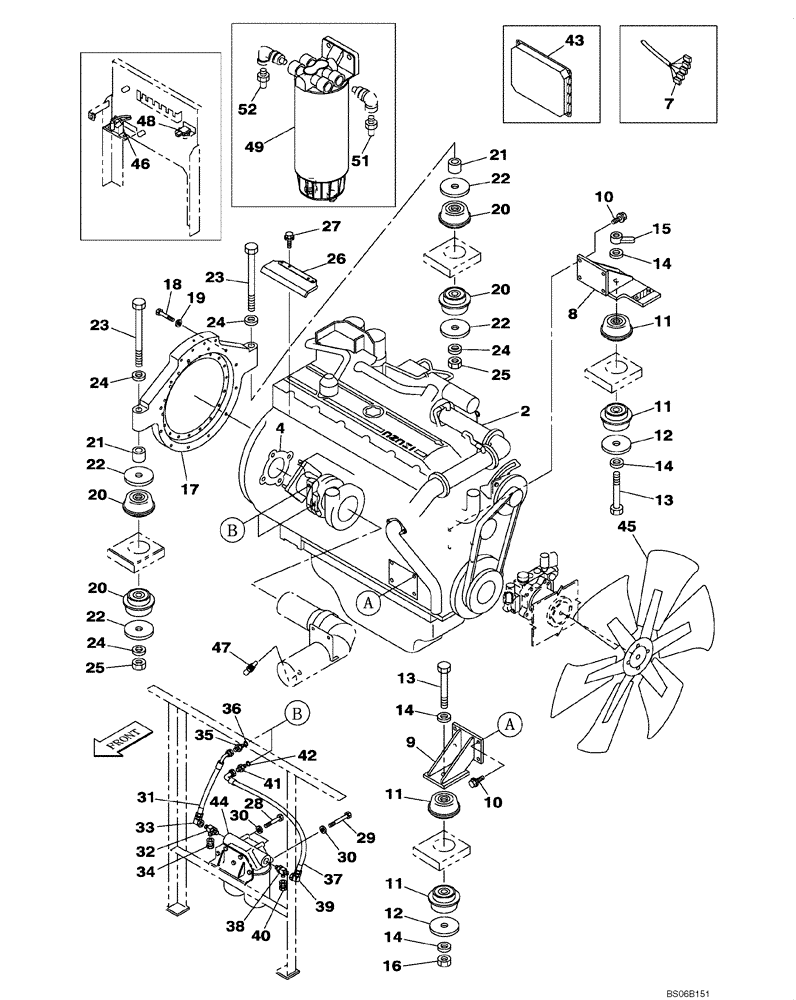 Схема запчастей Case CX700 - (02-001-00[01]) - ENGINE MOUNTING - ENGINE (02) - ENGINE