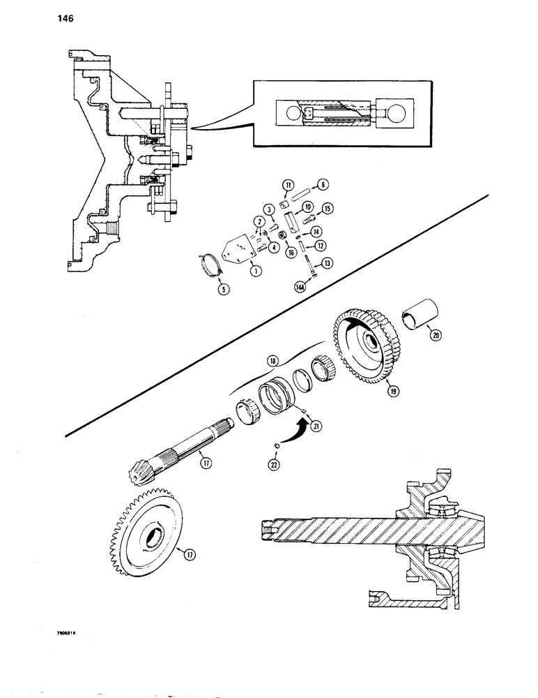 Схема запчастей Case 1450 - (146) - TRANSMISSION BRAKE ADJUSTER AND LEVER (06) - POWER TRAIN