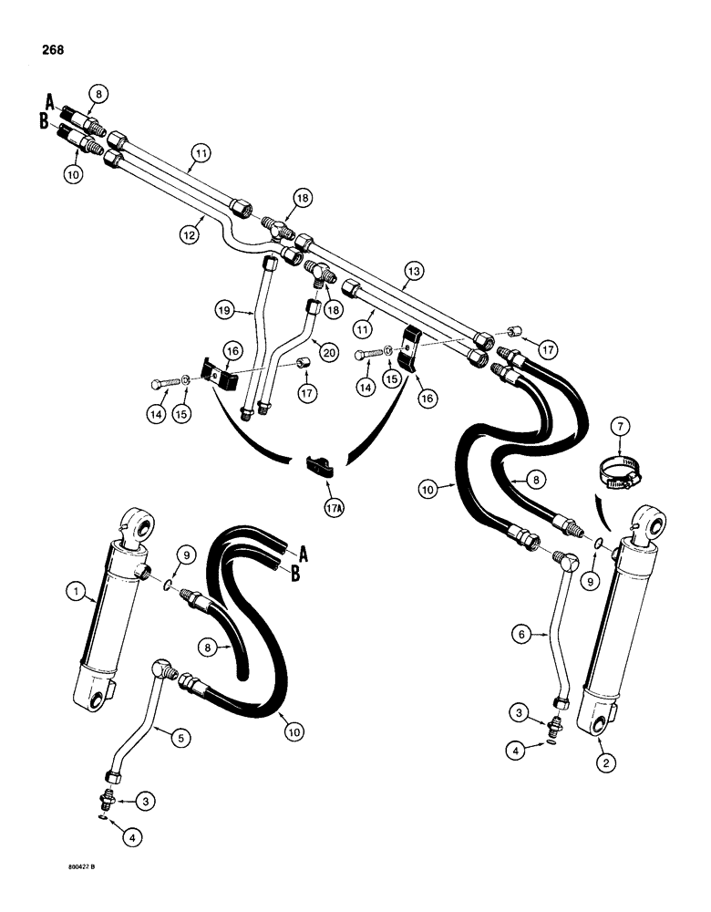 Схема запчастей Case 1150D - (268) - CLAM BUCKET HYDRAULIC CIRCUIT (08) - HYDRAULICS