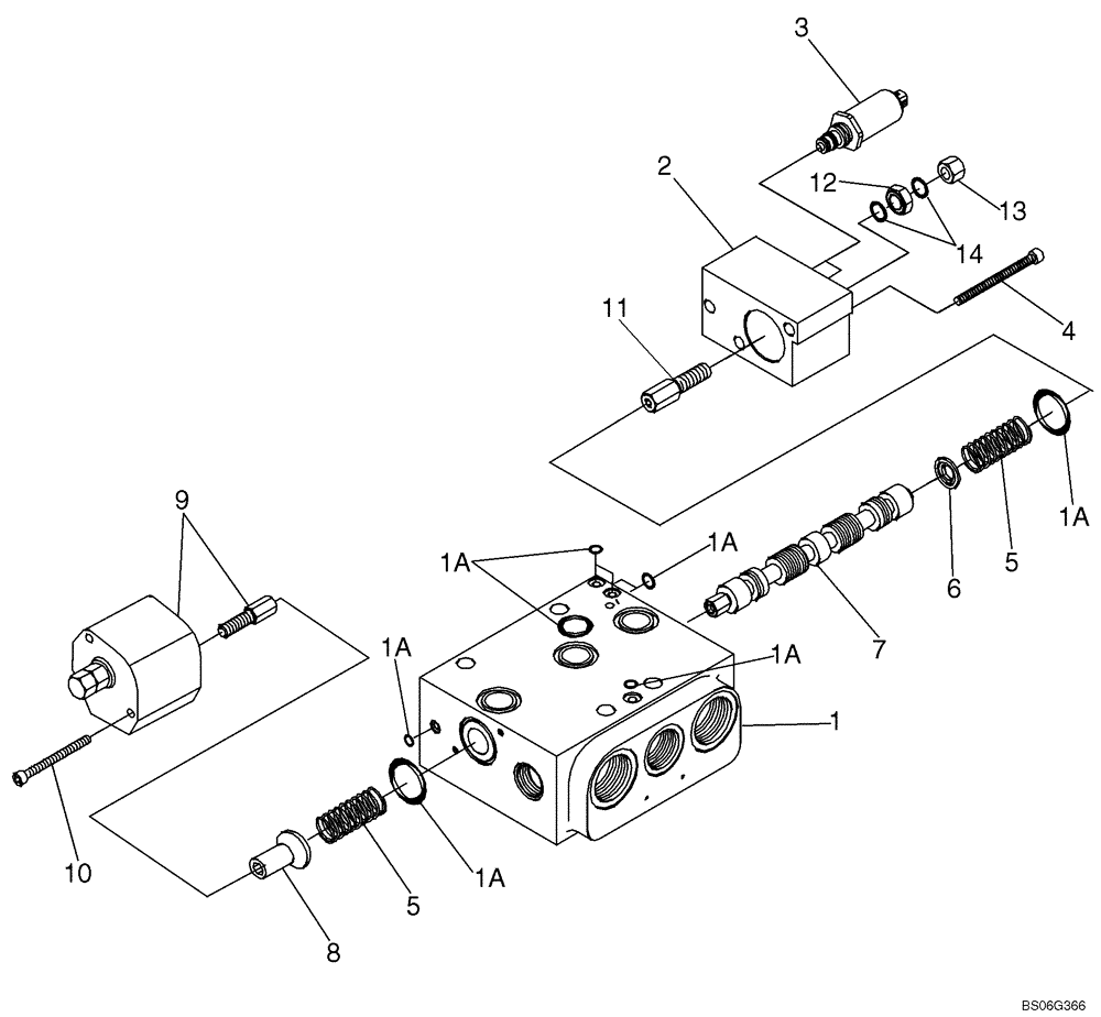 Схема запчастей Case 1150K - (08-20) - VALVE ASSY, FOUR SPOOL - SECTION, ANGLE (08) - HYDRAULICS