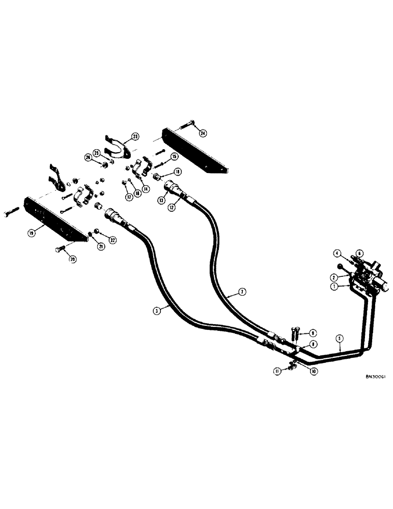 Схема запчастей Case 320 - (204[1]) - PULL BEHIND HYDRAULICS (WITH DRAWBAR TRACTOR, EAGLE HITCH, OR MECHANICAL DOZER) (SERIAL NO. 3003851 AND AFTER) (07) - HYDRAULIC SYSTEM