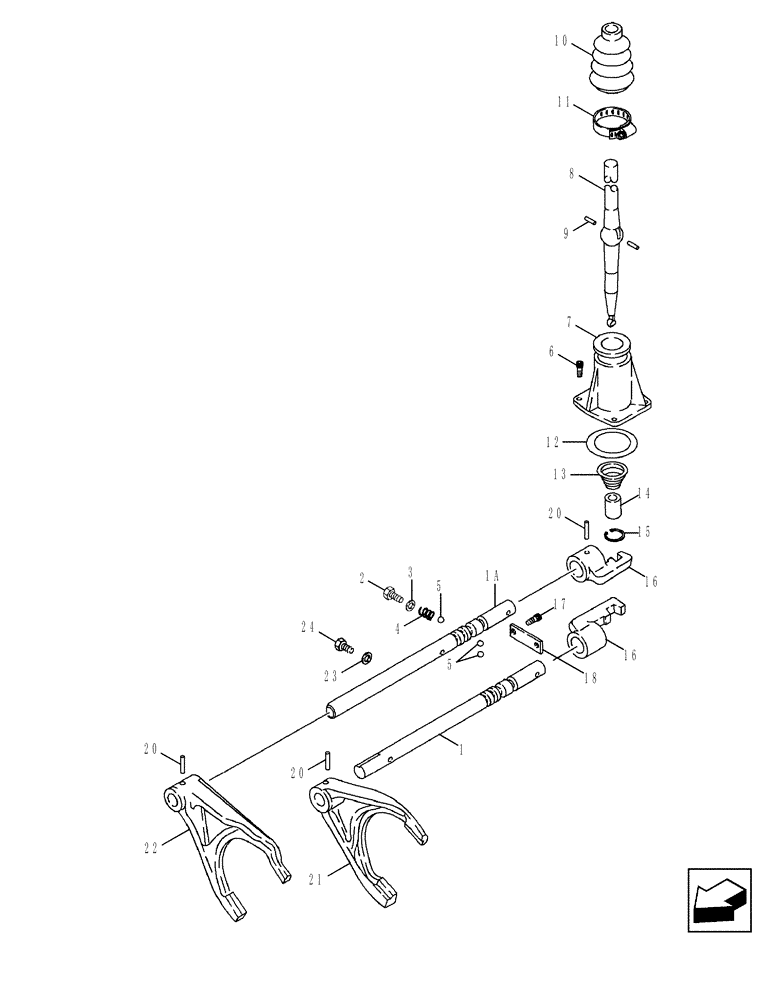 Схема запчастей Case 580SN WT - (21.133.02[02]) - TRANSMISSION - 4WD - SHIFTER MECHANISM (21) - TRANSMISSION