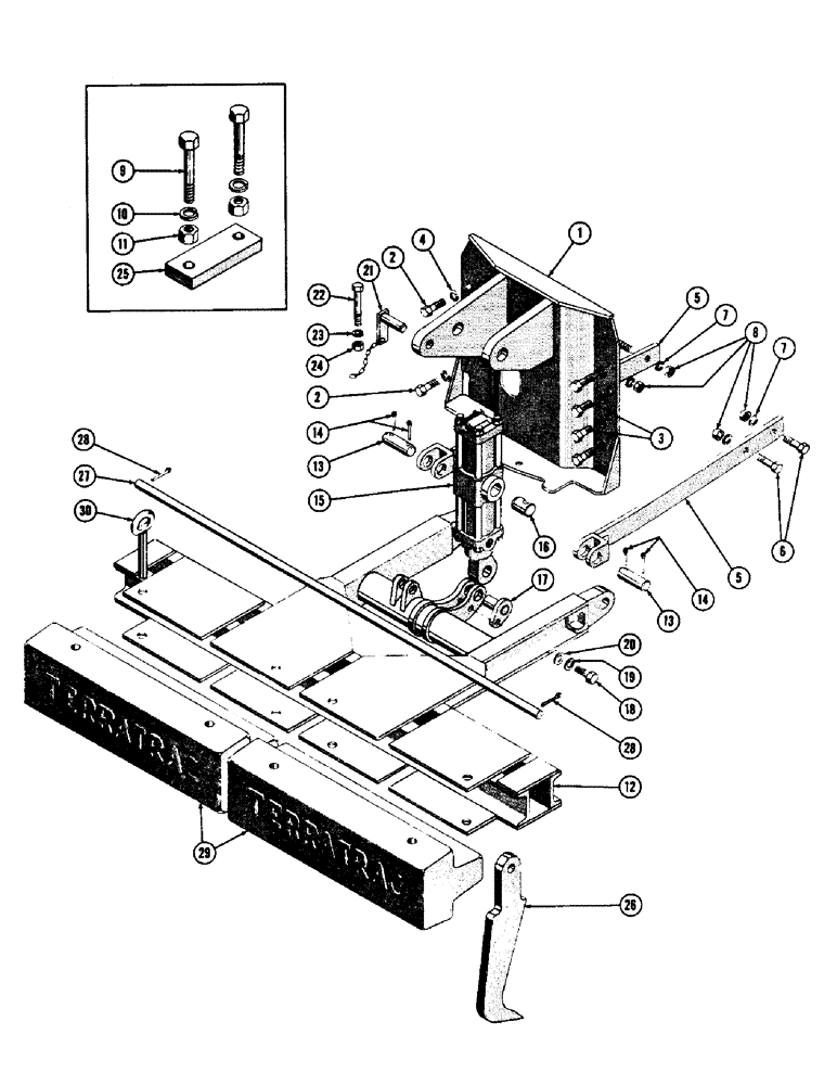 Схема запчастей Case 600 - (194) - SCARIFIER INSTALLATION, FRAME, CYLINDER, BRACKETS, COUNTERWEIGHTS (USED FROM S/N 7060799) (05) - UPPERSTRUCTURE CHASSIS